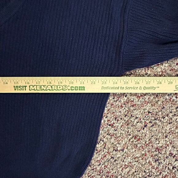 Aritzia Tna Beacon Navy Chunky Rib Knit V-Neck LS Oversized Sweater Sz 1/XXS-XS - Picture 9 of 10